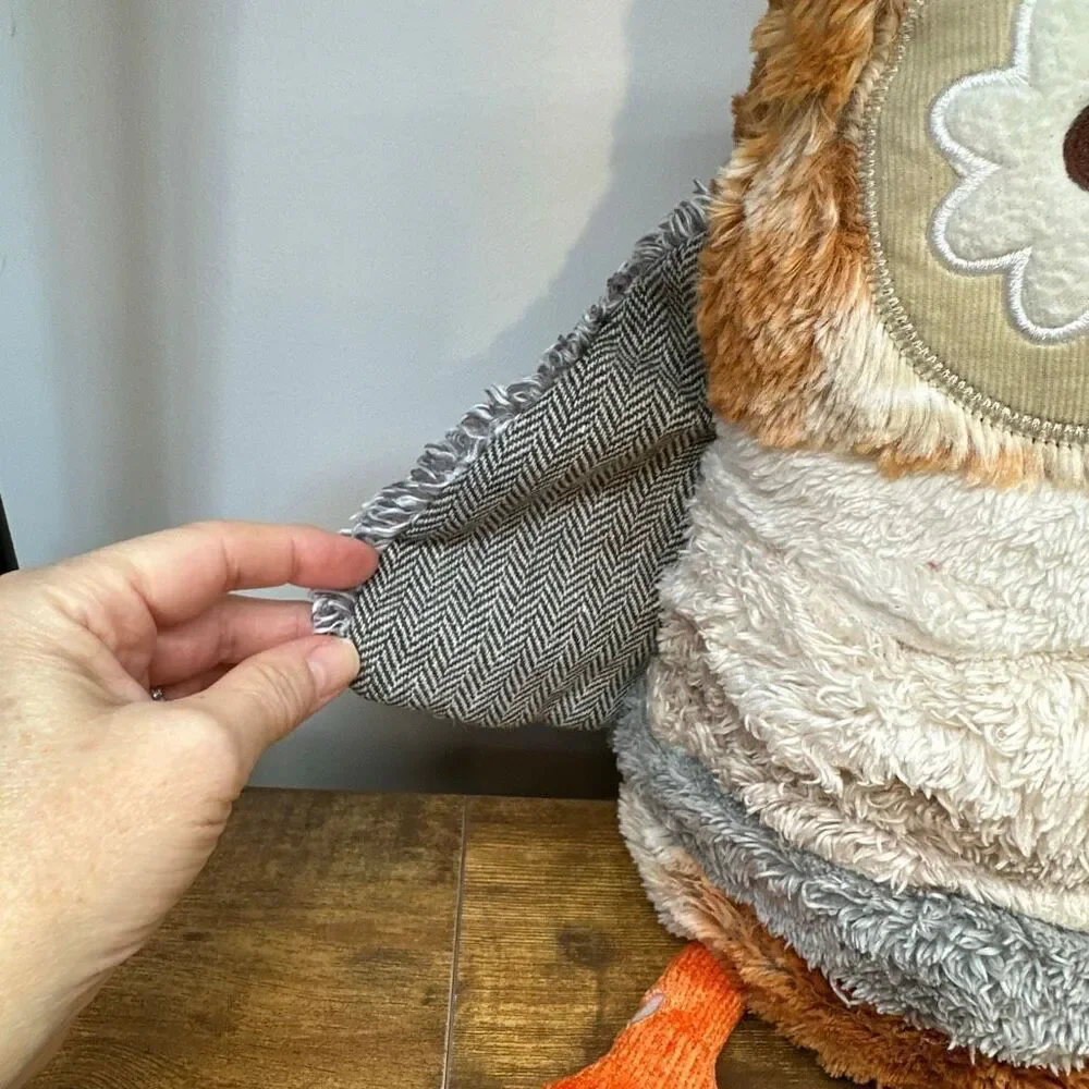 Pier 1 One Imports Sophie Owl Bird Decorative Pillow Fall Tweed‎ Plush FLAWS